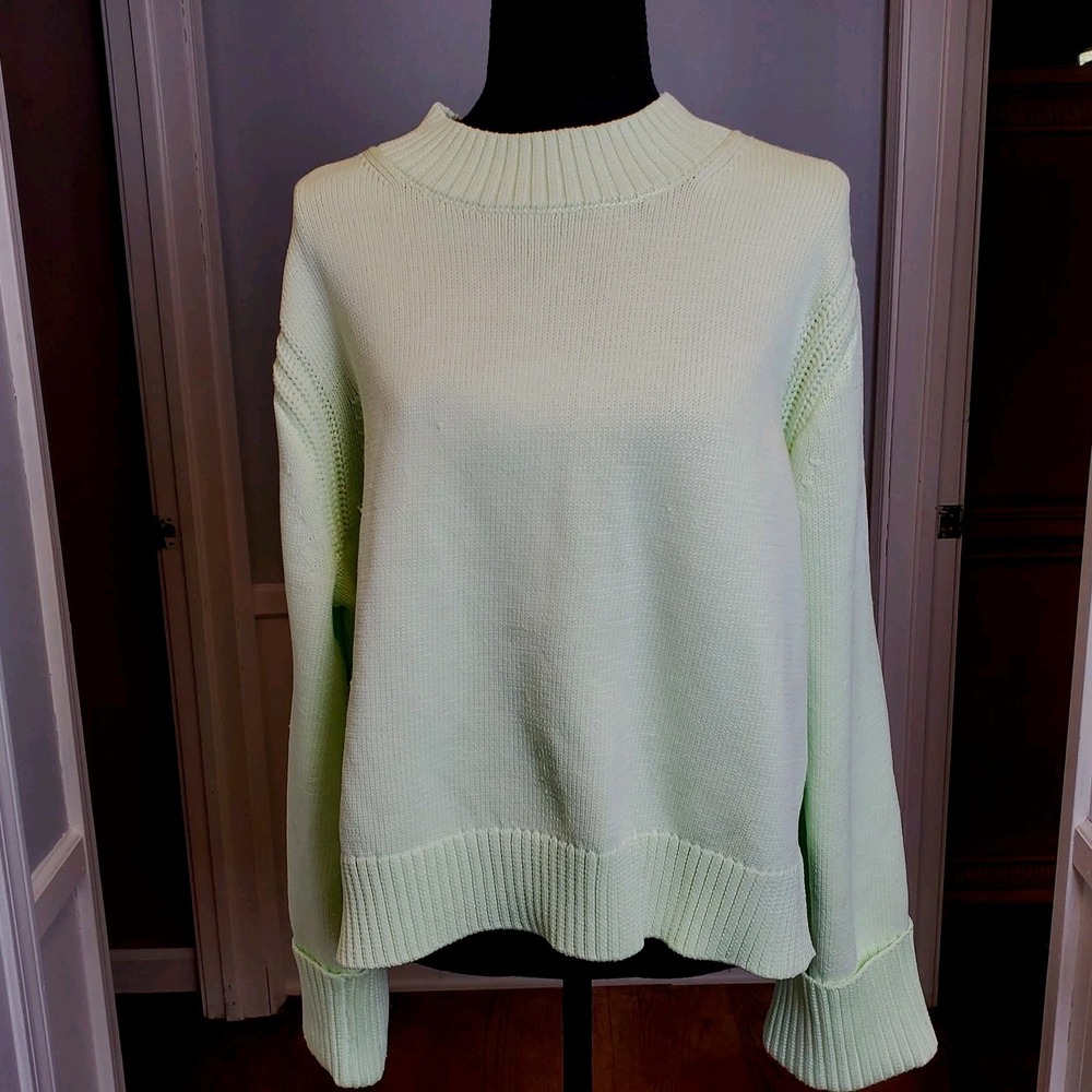 Scoop Women's Sweater Ribbed Mock Neck Mint Green Size XXL (20) Distressed NEW